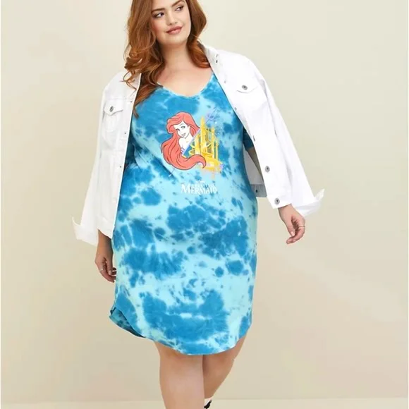little mermaid torrid dress Torrid Disney The Little Mermaid Midi Mesh T Shirt Dress Plus Size 2X Black Purp